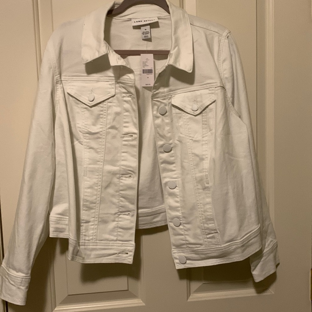 Lane Bryant White Denim Jacket Size 14 NWT Cotton/Polyester/Spandex